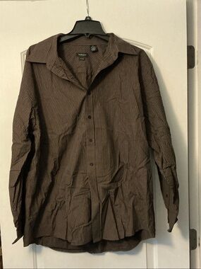 Van Heusen Men’s Brown Pinstripe Shirt Jacket